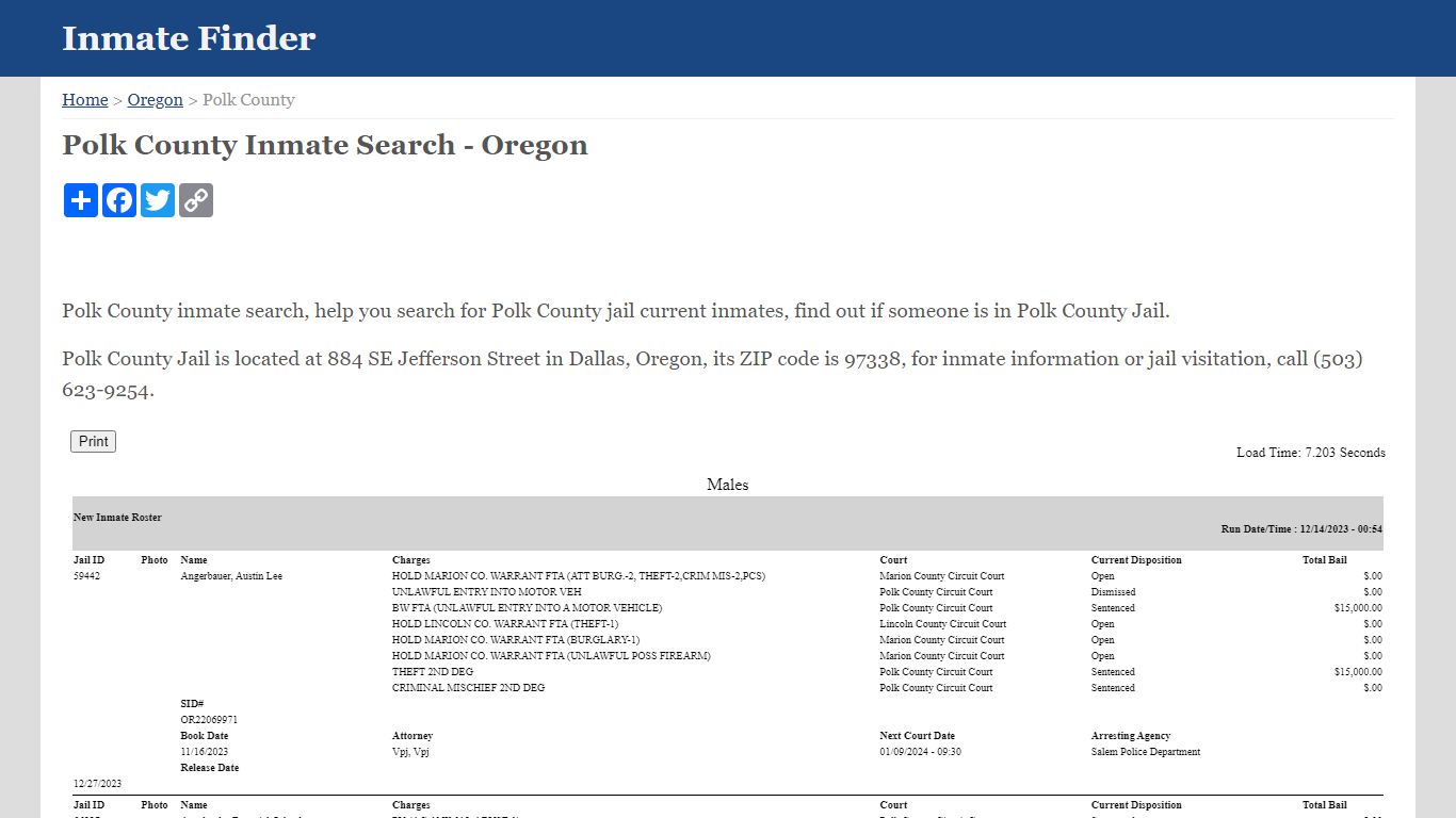 Polk County Inmate Search - Oregon - Inmate Finder